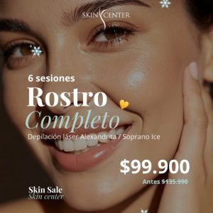 2 Depilación Láser Alexandrita - 6 ses Rostro Completo