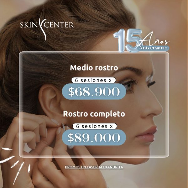 Depilación Alexandrita - 6 ses de Medio Rostro (3 zonas)