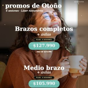 Depilación Láser Alexandrita - 6 ses de Brazos Completos + Axilas