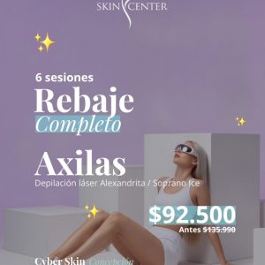 6 sesiones Rebaje Completo + Axilas — Depilación láser Alexandrita / Soprano Ice · Cyber Skin Concepción · Skin Center