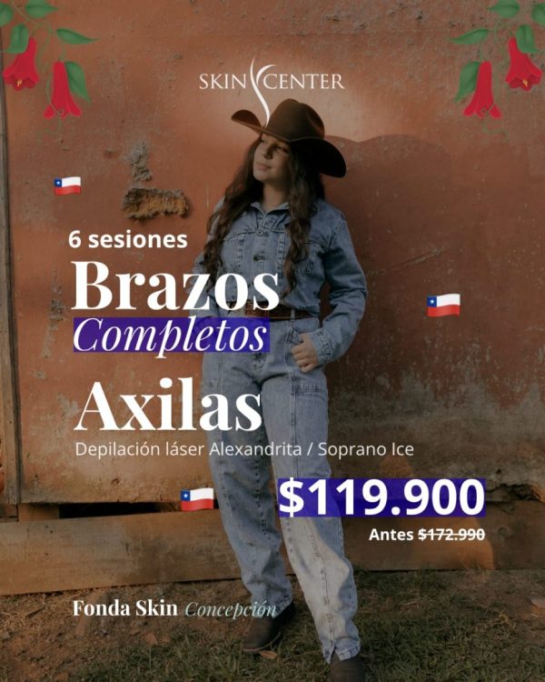 Fonda Skin - Depilación láser 6 sesiones Brazos Completos + Axilas $119.900